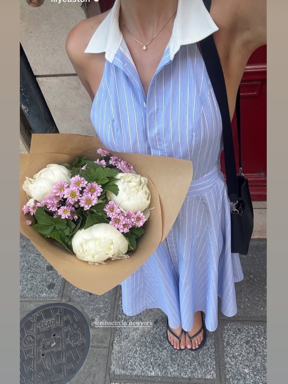 WINSLET SKY BLUE STRIPED COTTON
POPLIN HALTER MAXI